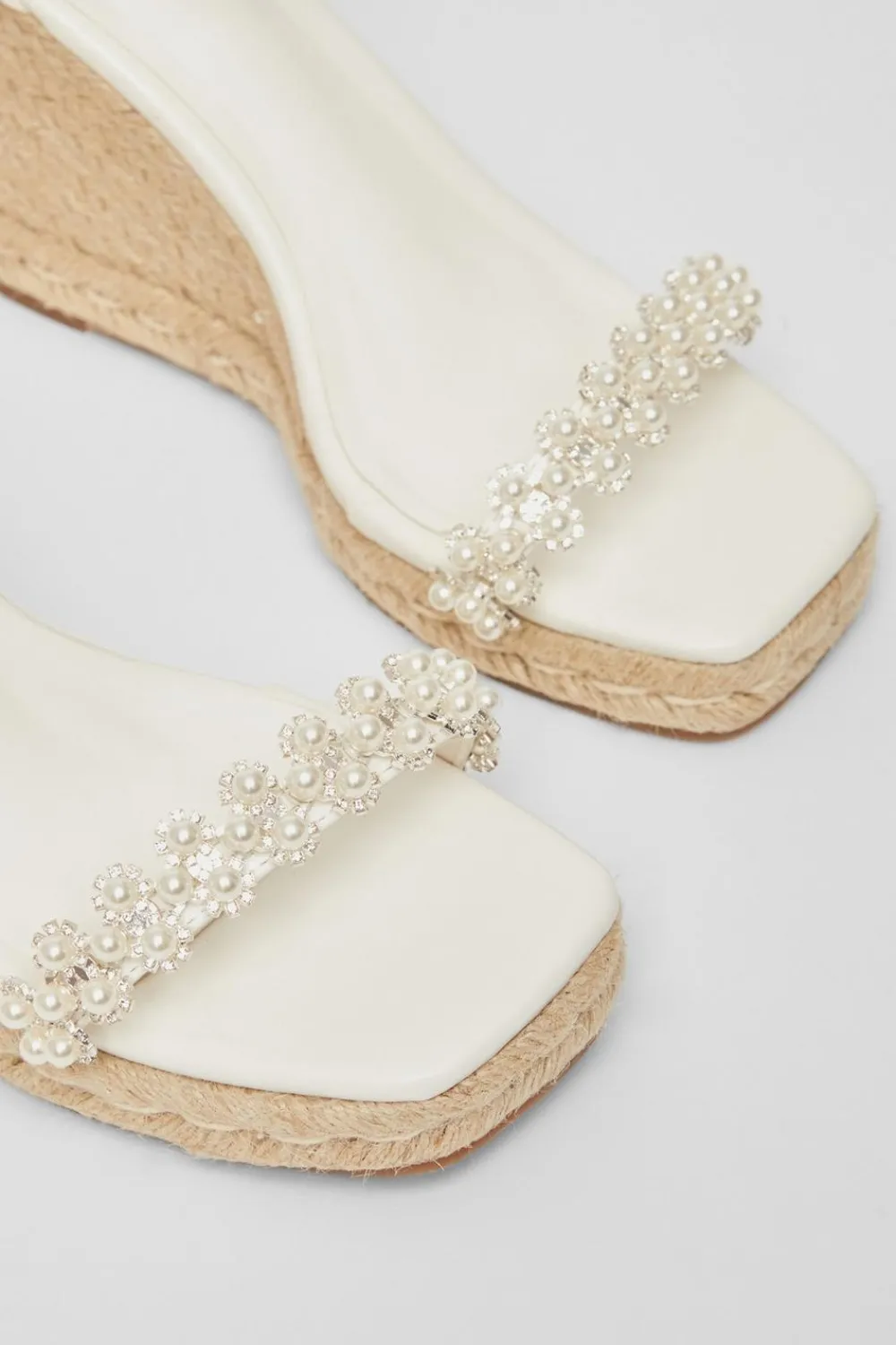 Quiz Wedges|Sandals>White Embellished High Wedges