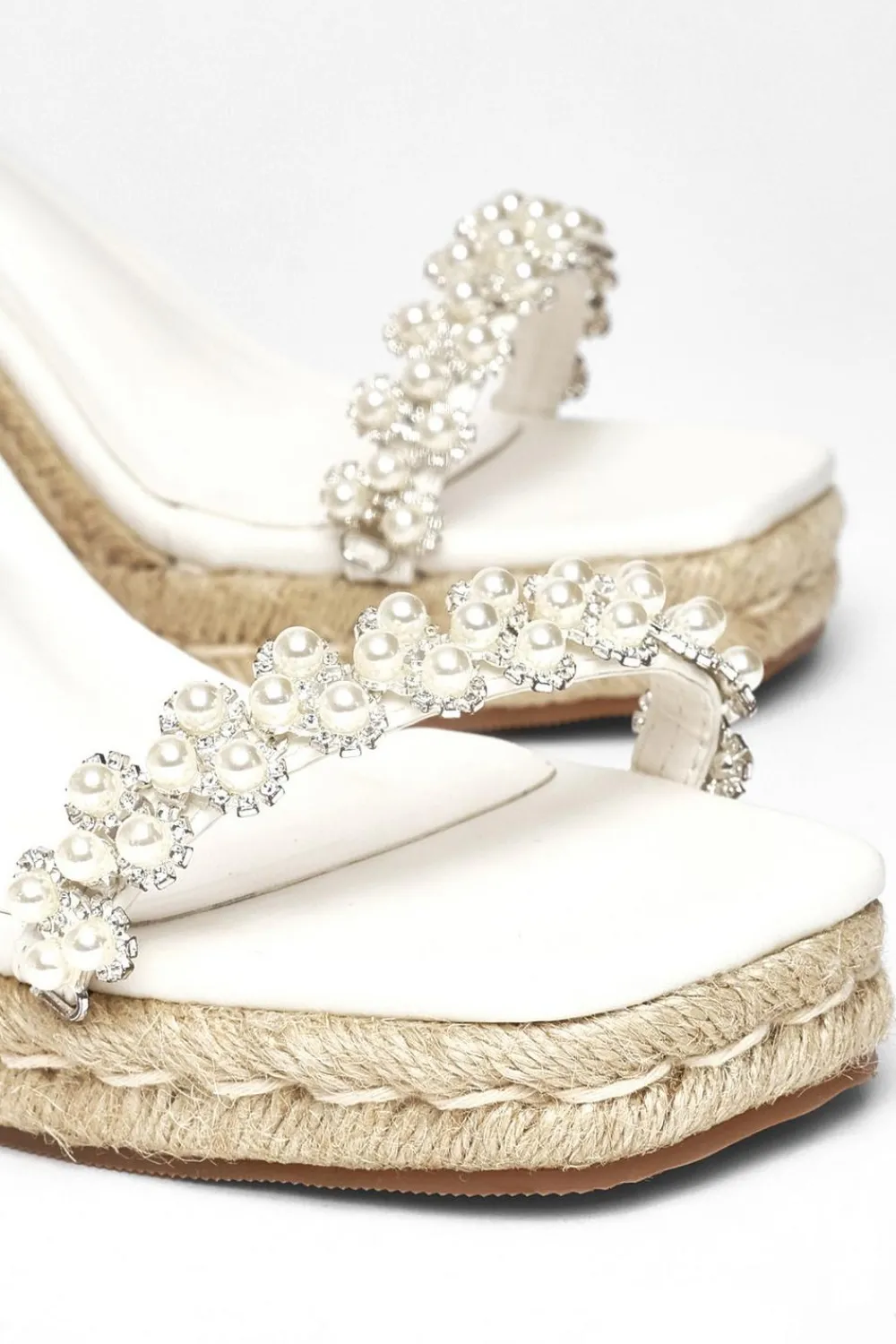 Quiz Wedges|Sandals>White Embellished High Wedges