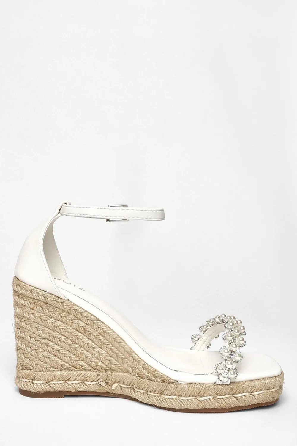 Quiz Wedges|Sandals>White Embellished High Wedges