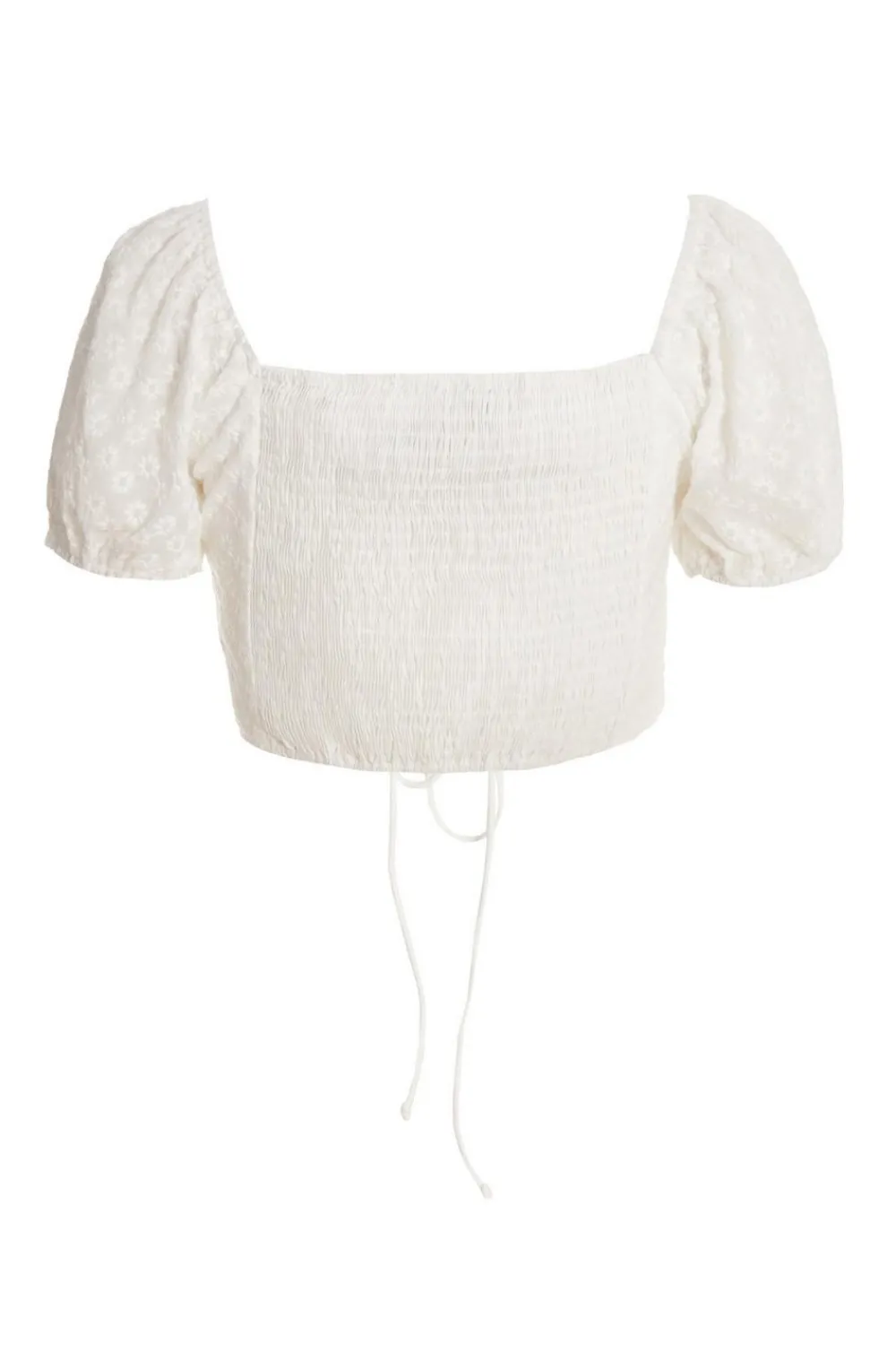 Quiz Summer Tops|Crop Tops>White Embroidered Cropped Top