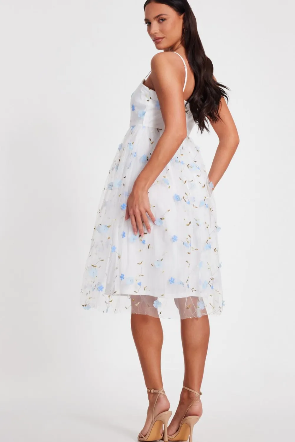 Quiz Day At The Races|Christening Guest>White Embroidered Floral Midi Dress