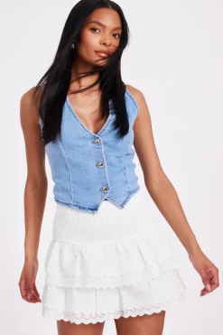 Quiz Summer Clothes|Skirts>White Embroidered Mini Skirt