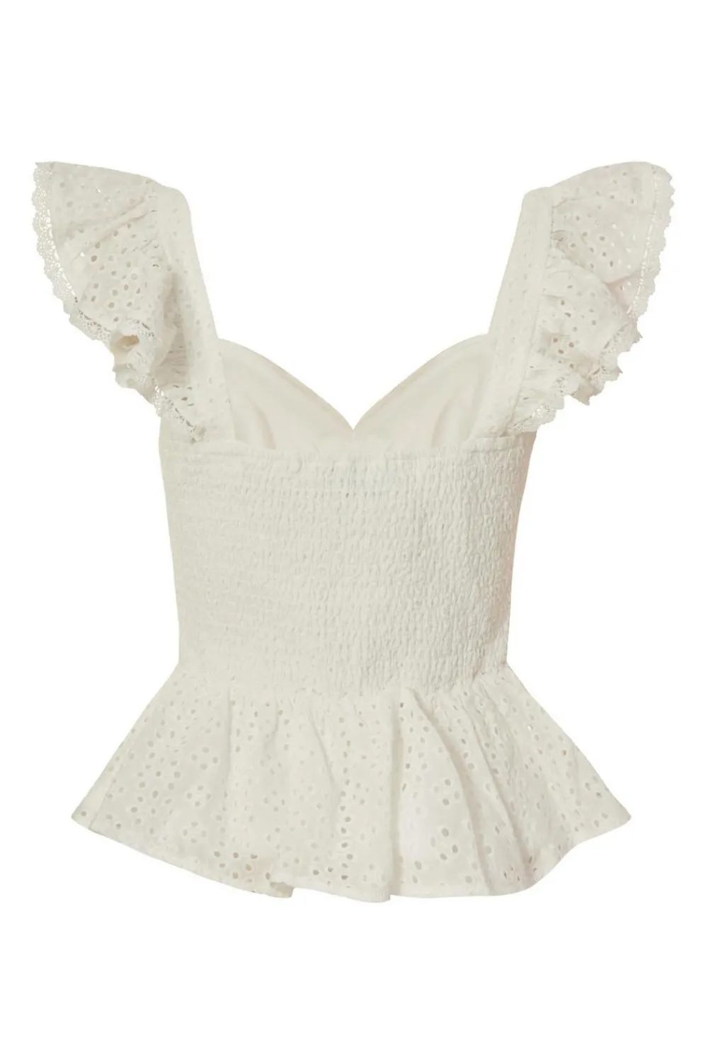 Quiz Day Tops|Summer Tops>White Embroidered Peplum Top