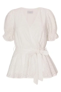 Quiz Summer Tops|Day Tops>White Embroidered Peplum Top
