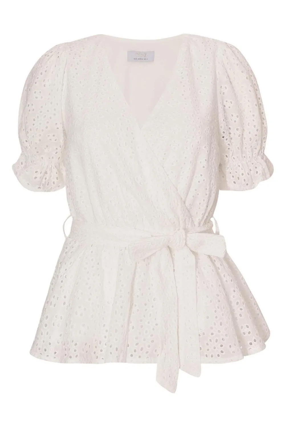 Quiz Summer Tops|Day Tops>White Embroidered Peplum Top