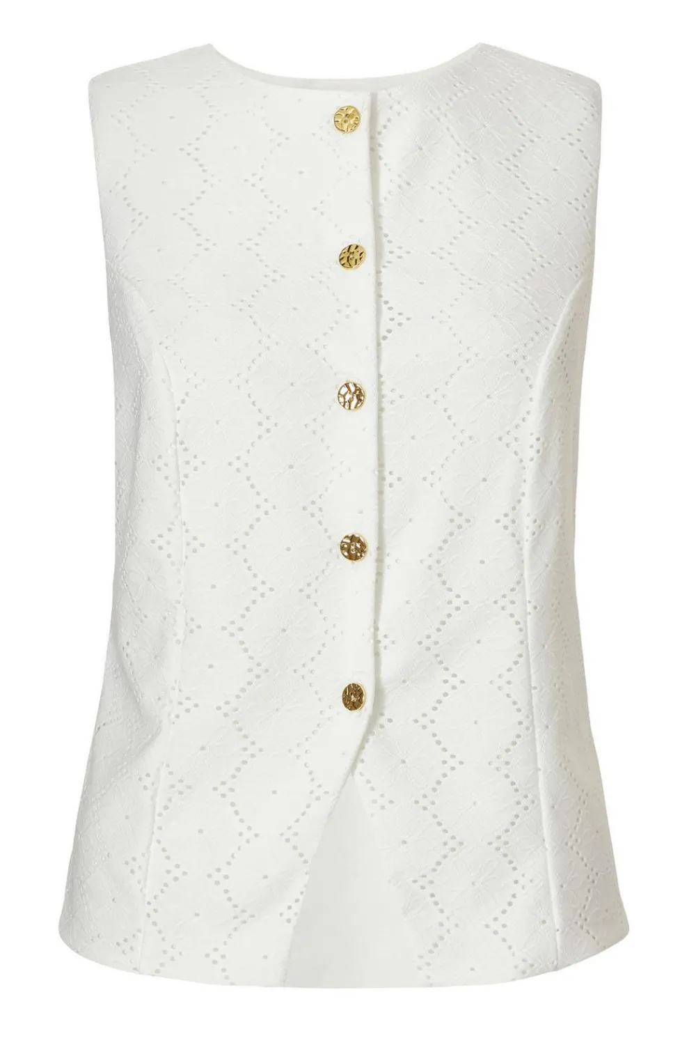 Quiz Waistcoat|Summer Tops>White Embroidered Waistcoat