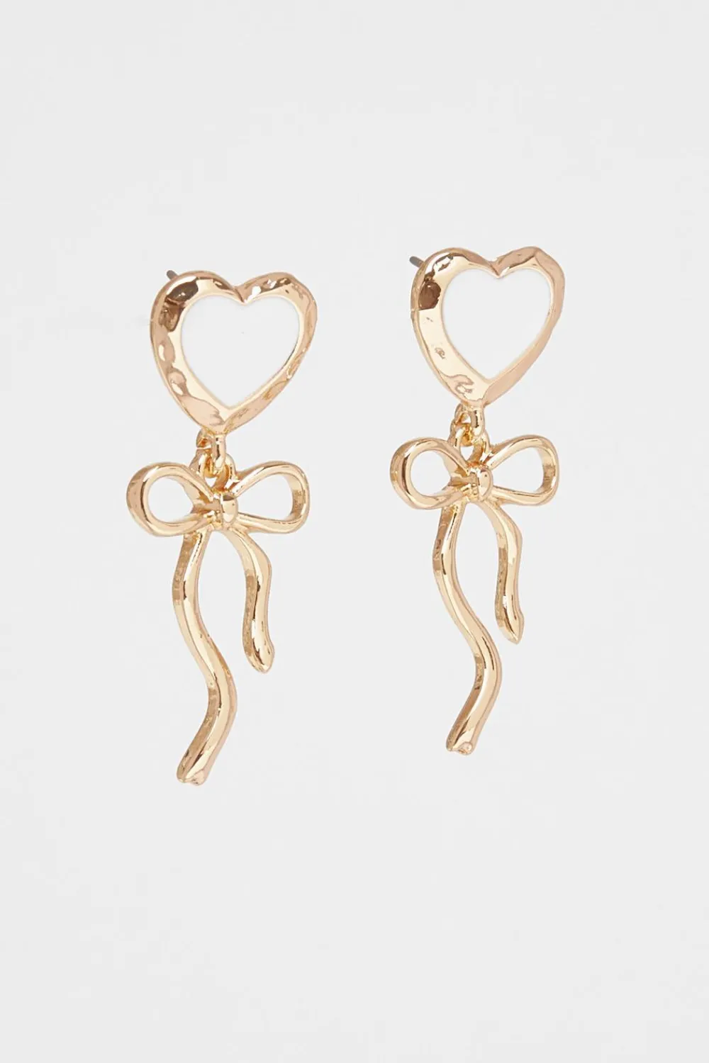 Quiz Jewellery|Holiday Accessories>Enamel Ribbon Heart Earrings