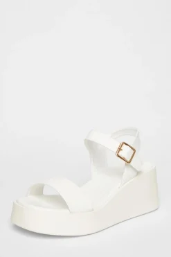 Quiz Sandals|Holiday Shoes>White Faux Leather Wedges