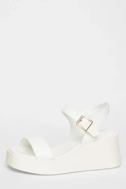Quiz Sandals|Holiday Shoes>White Faux Leather Wedges