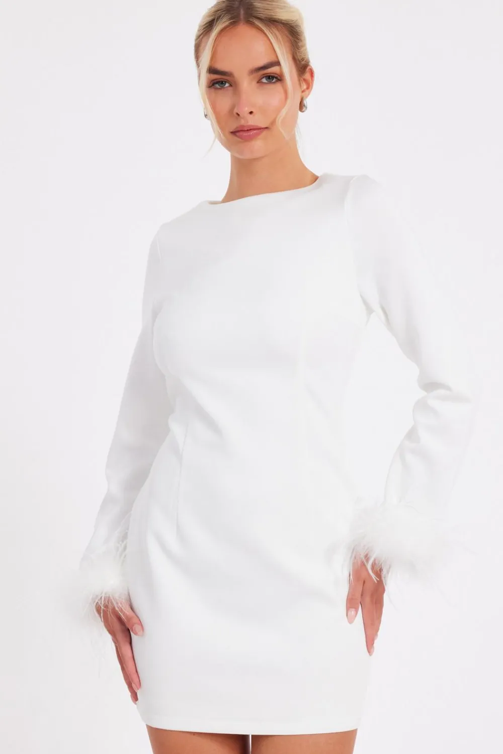 Quiz Evening Dresses|Day At The Races>Feather Trim Mini Dress