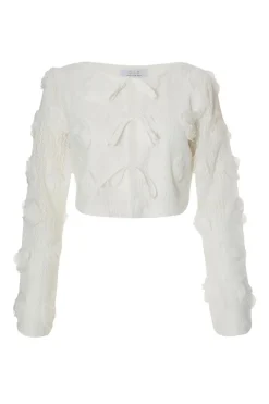Quiz Day At The Races|Christening Guest>White Floral Cropped Cardigan