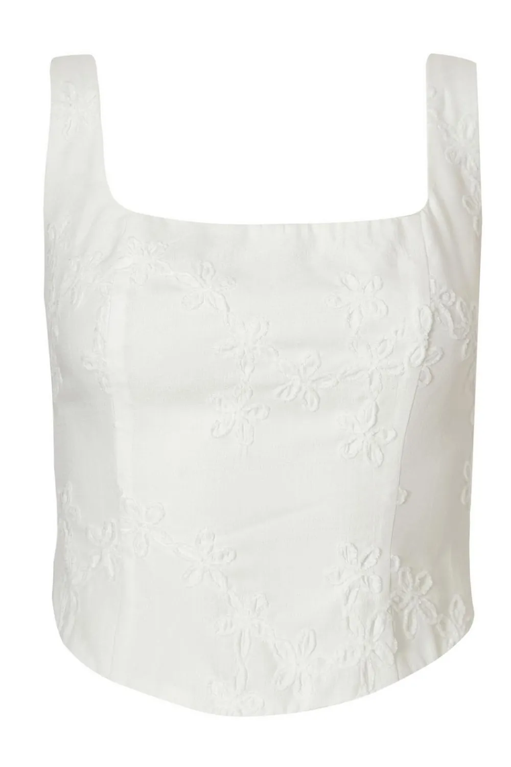 Quiz Summer Tops|Day Tops>White Floral Embroidered Crop Top