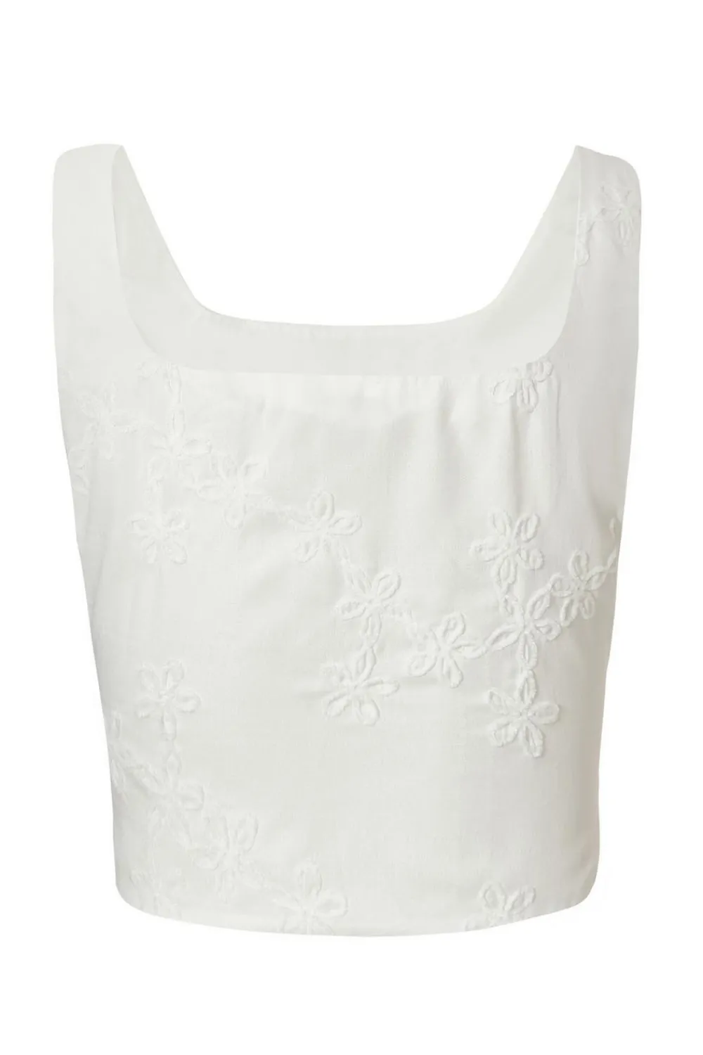 Quiz Summer Tops|Day Tops>White Floral Embroidered Crop Top