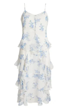Quiz Summer Tops|Day Tops>White Floral Long Ruffle Top