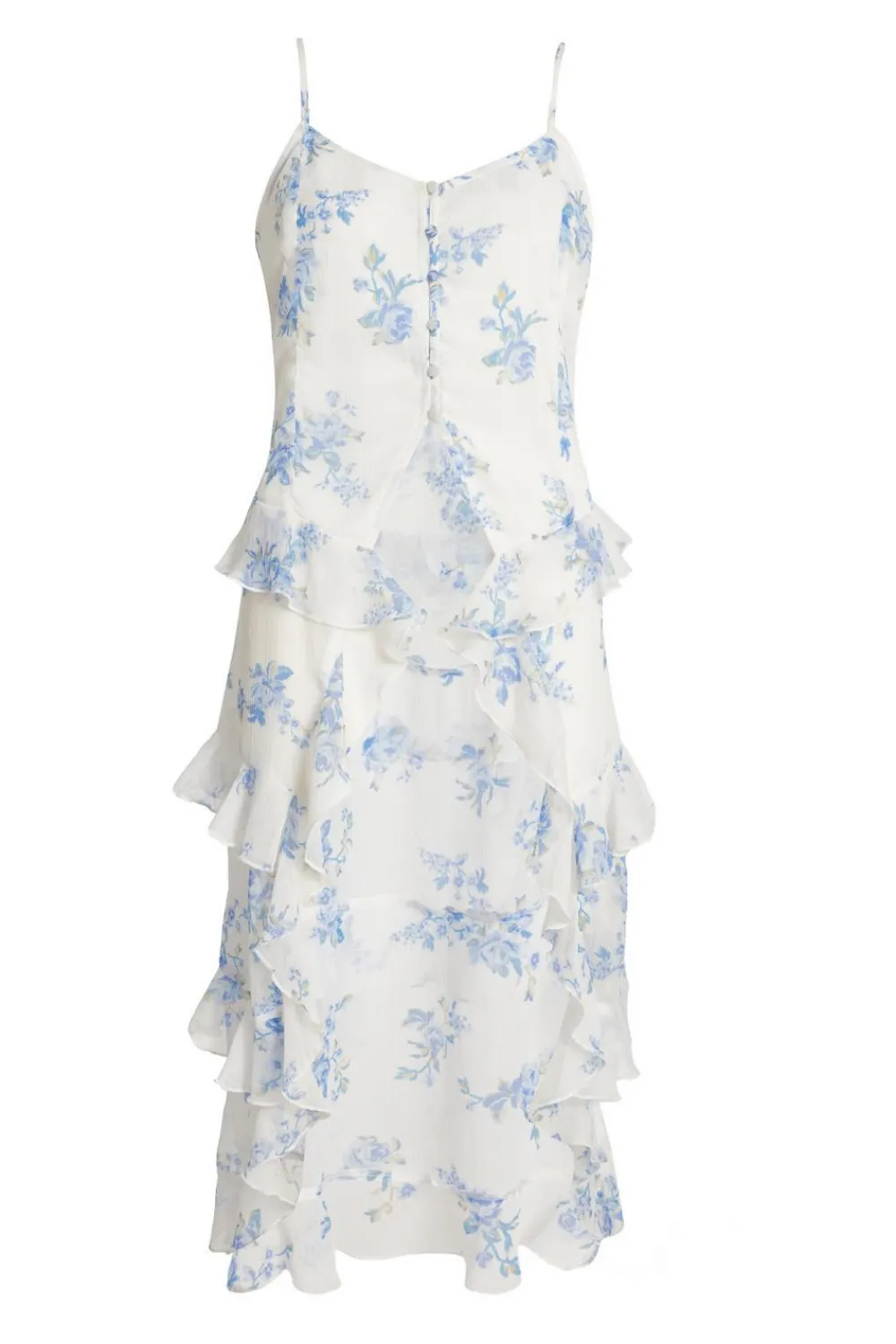 Quiz Summer Tops|Day Tops>White Floral Long Ruffle Top