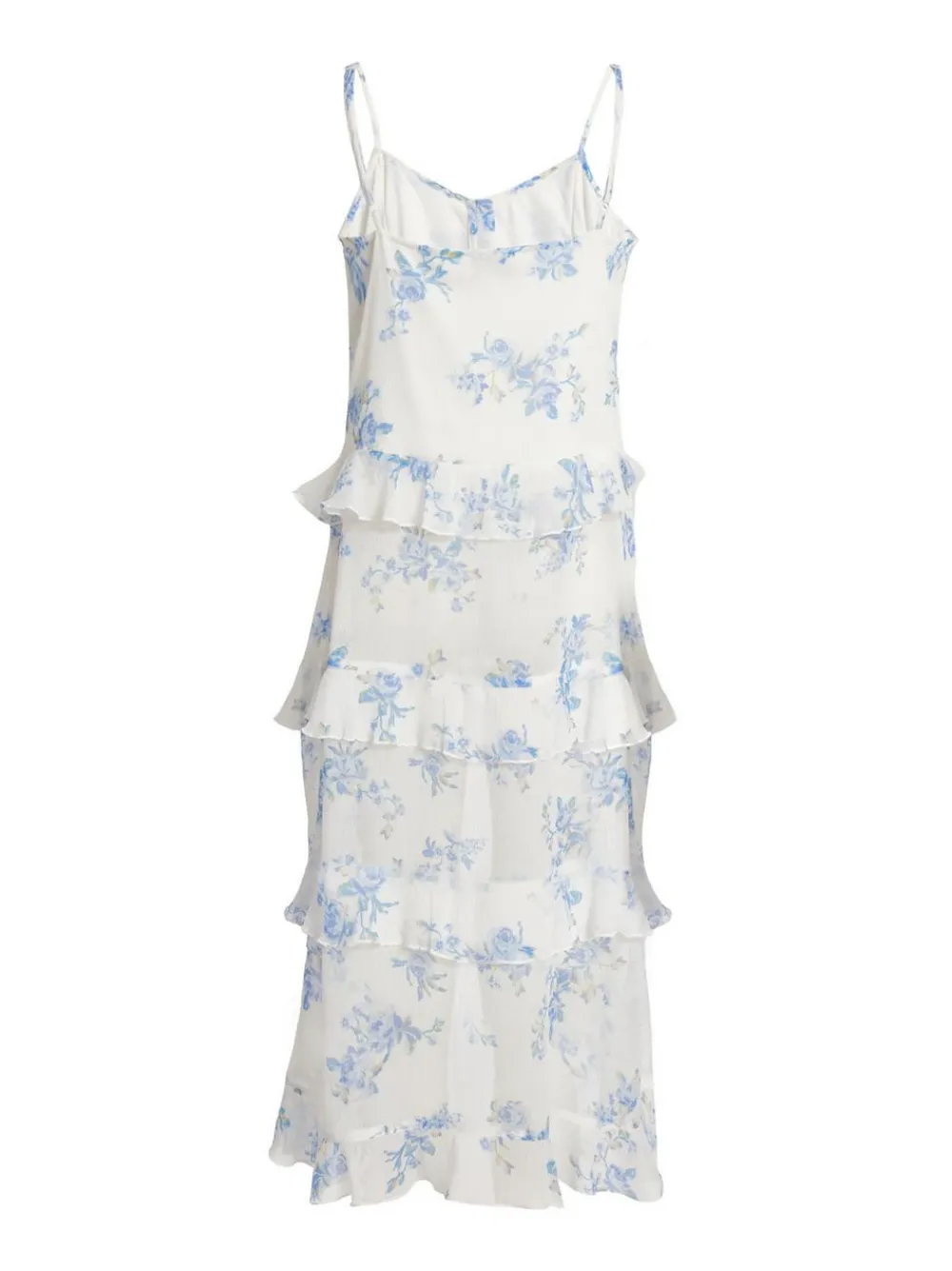 Quiz Summer Tops|Day Tops>White Floral Long Ruffle Top