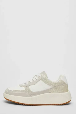 Quiz Trainers|Flats>White Glitter Chunky Trainer