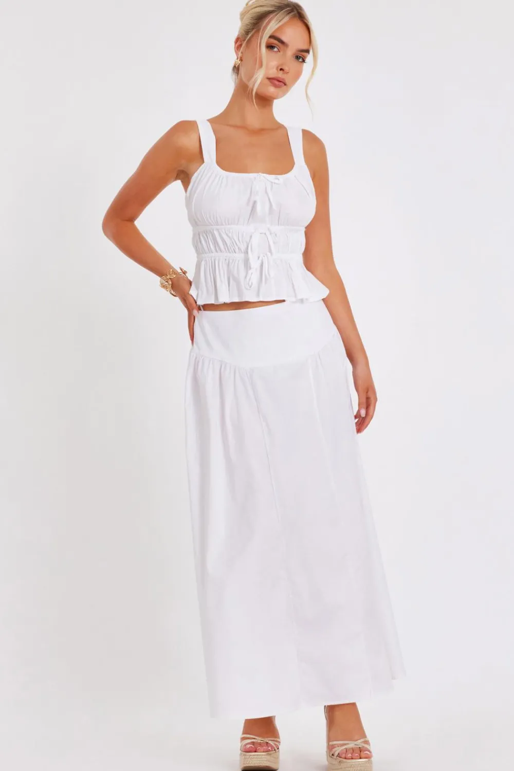 Quiz Summer Clothes|Skirts>White High Waisted Maxi Skirt