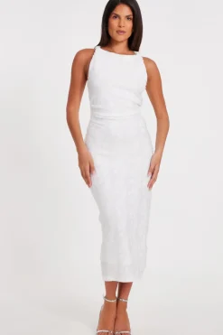 Quiz Summer Clothes|Holiday>White Jacquard Midaxi Dress