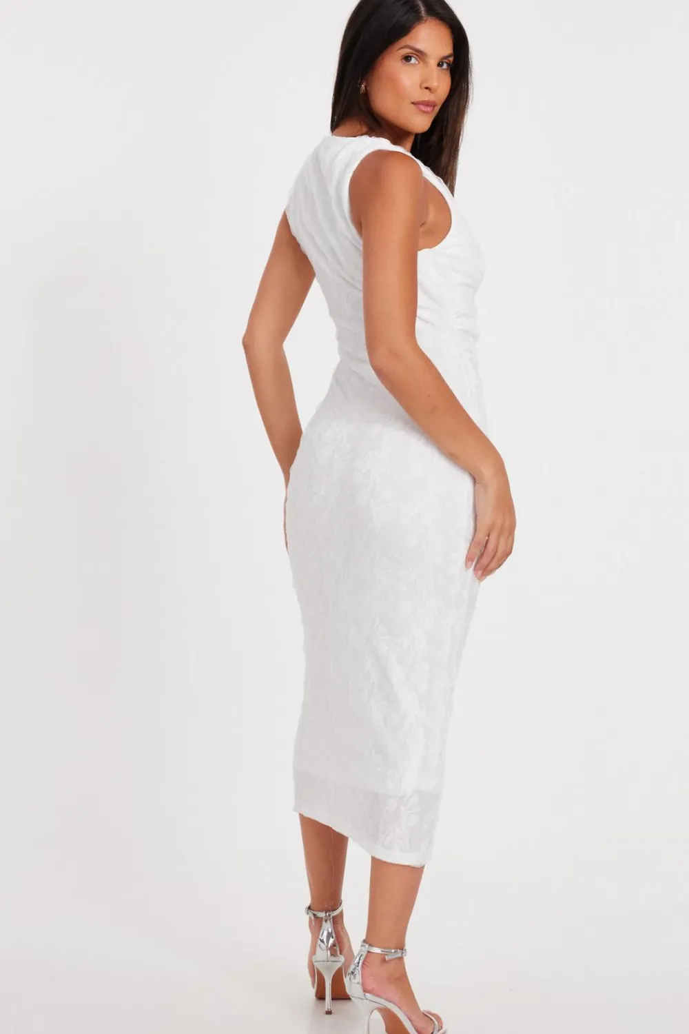 Quiz Summer Clothes|Holiday>White Jacquard Midaxi Dress