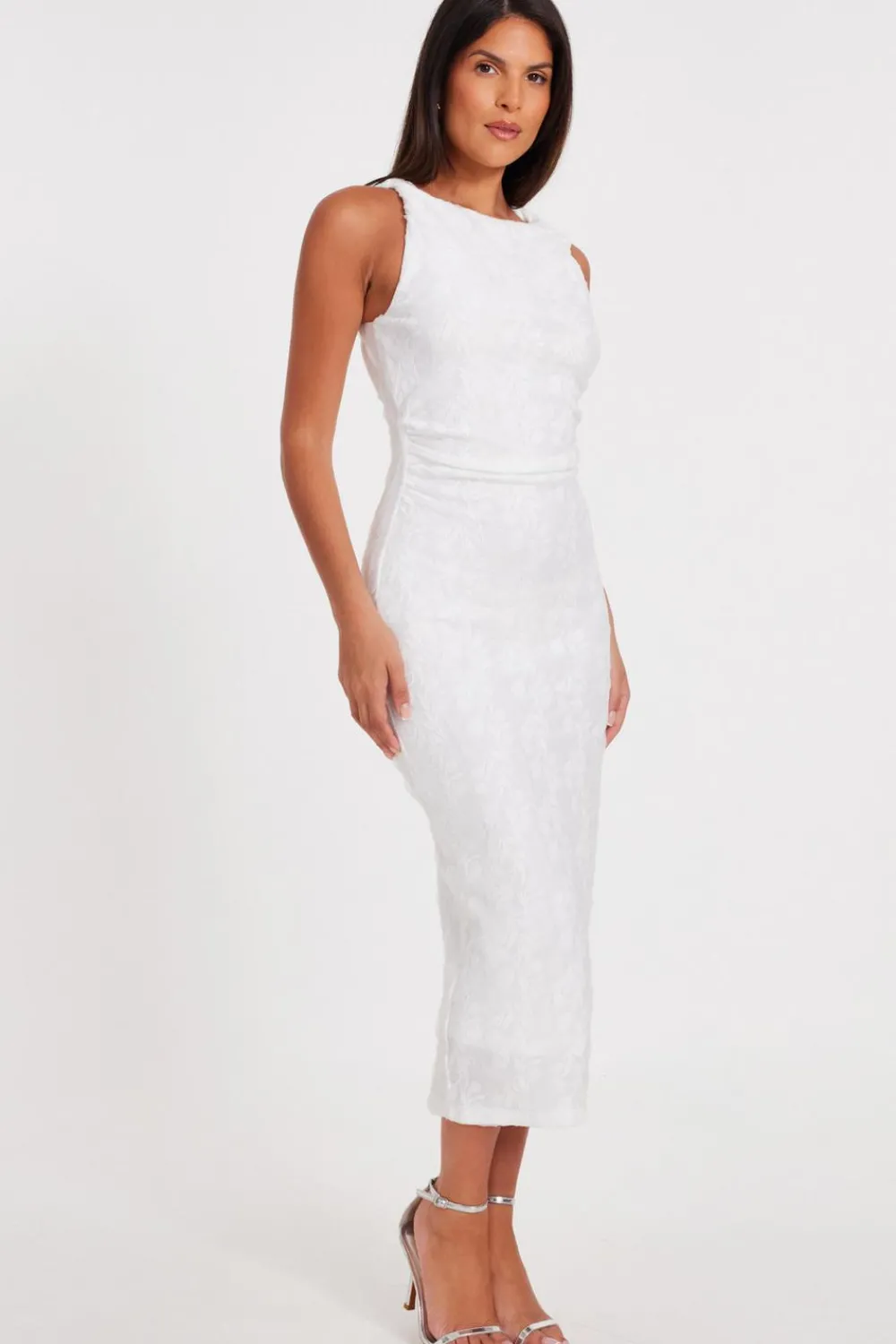 Quiz Summer Clothes|Holiday>White Jacquard Midaxi Dress