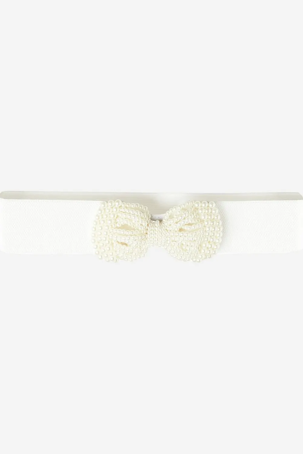 Quiz Wedding Accessories|Belts>White Pearl Bow Stretch Belt