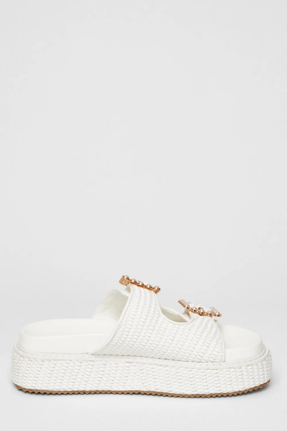 Quiz Sandals|Holiday Shoes>Pearl Buckle Flatform