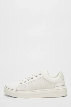 Quiz Sandals|Flats>White Pearl Embellished Trainers