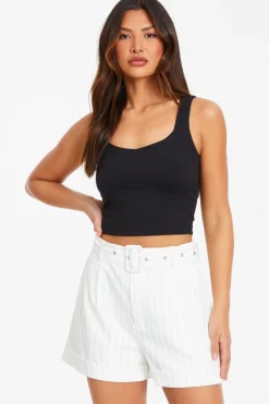 Quiz Shorts|Co-Ords>White Pinstripe Tailored Shorts
