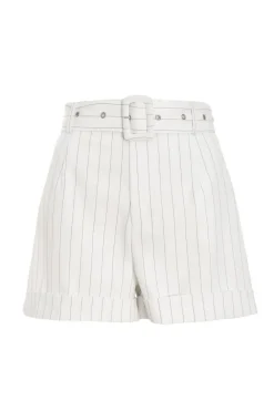 Quiz Shorts|Co-Ords>White Pinstripe Tailored Shorts