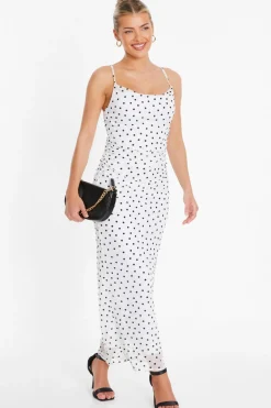 Quiz Summer Clothes|Holiday>White Polka Dot Print Midaxi Dress