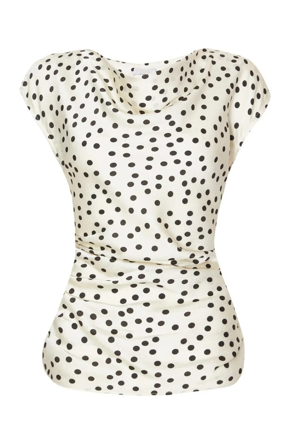 Quiz Going Out Tops|Day Tops>White Ruched Polka Dot Top