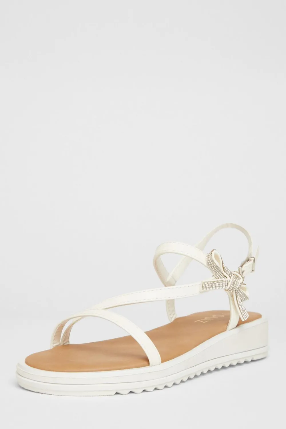 Quiz Sandals|Holiday Shoes>White Strappy Bow Detail Sandal