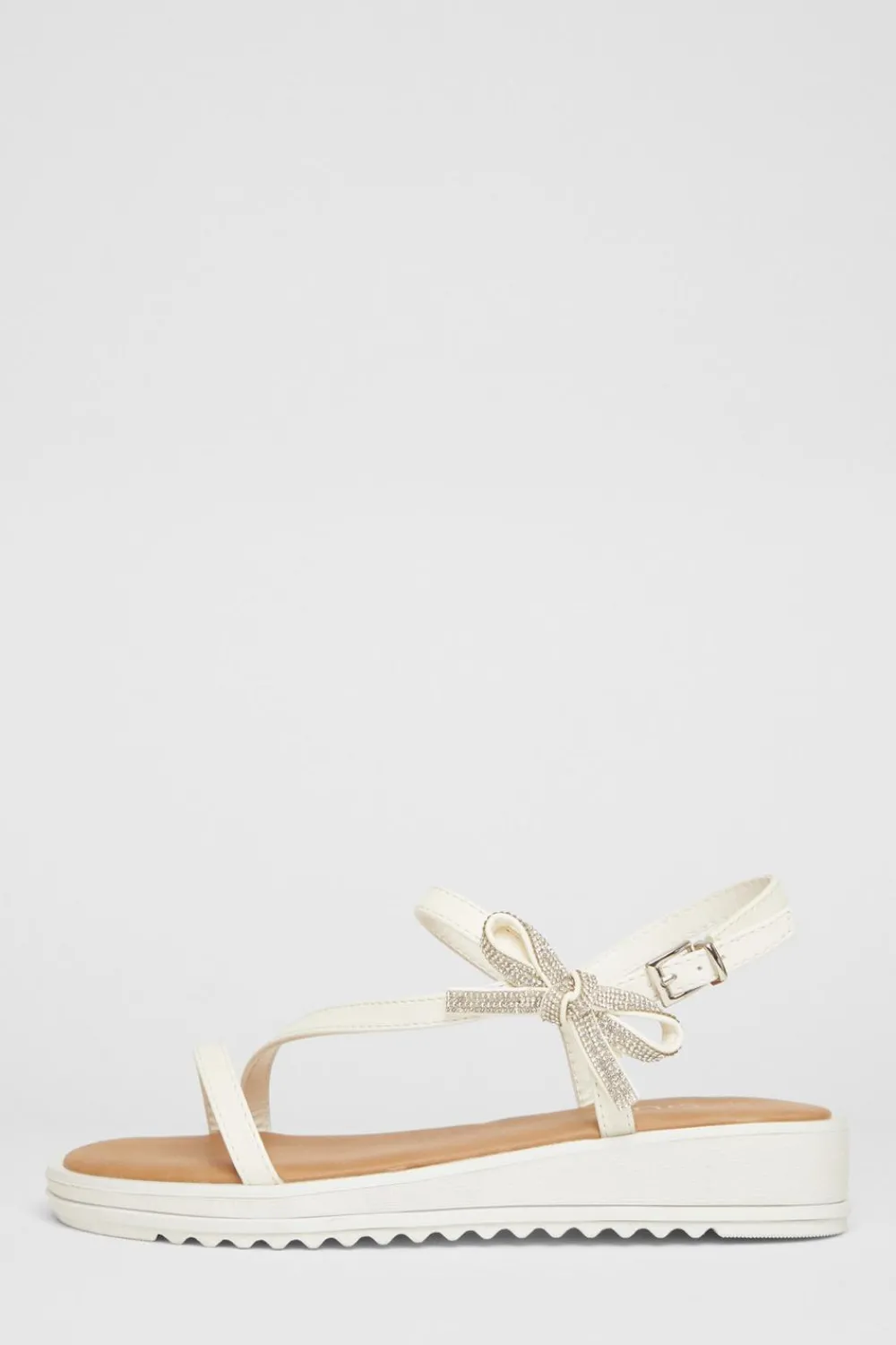 Quiz Sandals|Holiday Shoes>White Strappy Bow Detail Sandal