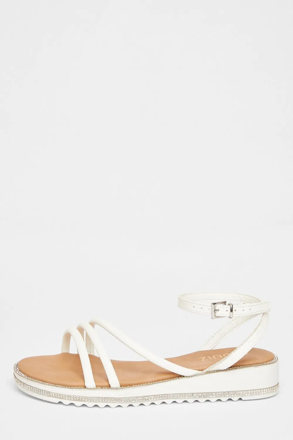 Quiz Sandals|Holiday Shoes>White Strappy Flat Sandals