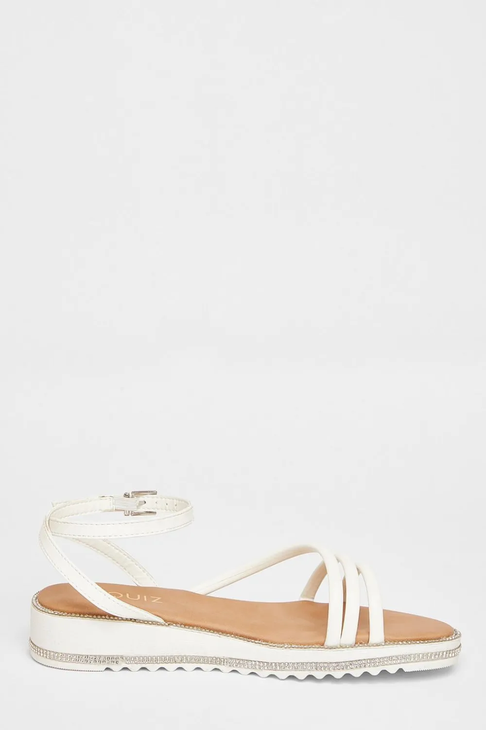 Quiz Sandals|Holiday Shoes>White Strappy Flat Sandals