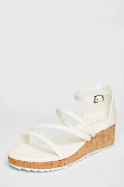 Quiz Wedges|Holiday Shoes>White Strappy Low Wedges
