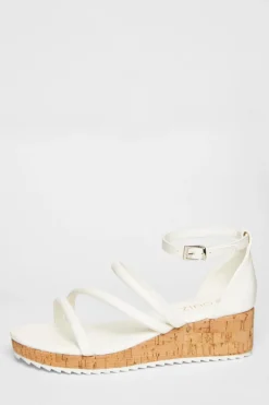 Quiz Wedges|Holiday Shoes>White Strappy Low Wedges
