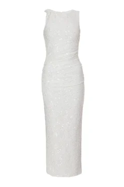 Quiz Summer Clothes|Holiday>White Textured Sequin Midaxi Dress