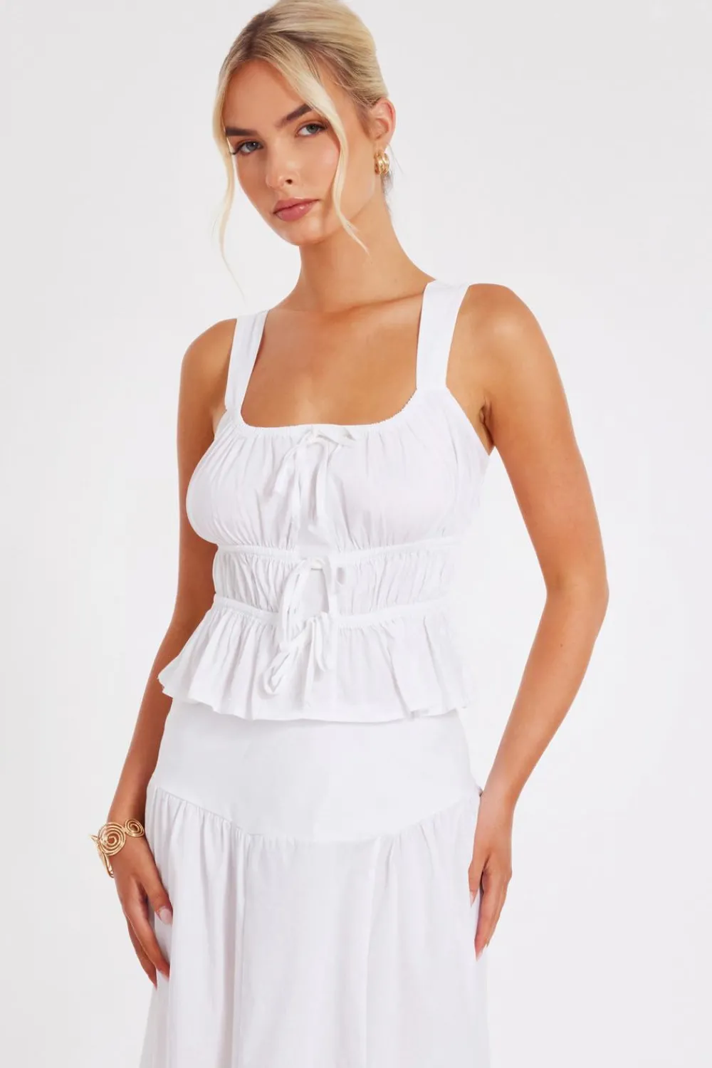 Quiz Summer Tops|Day Tops>White Tie Detail Crop Top