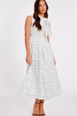 Quiz Day At The Races|Christening Guest>Tie Neck Polka Dot Midaxi Dress