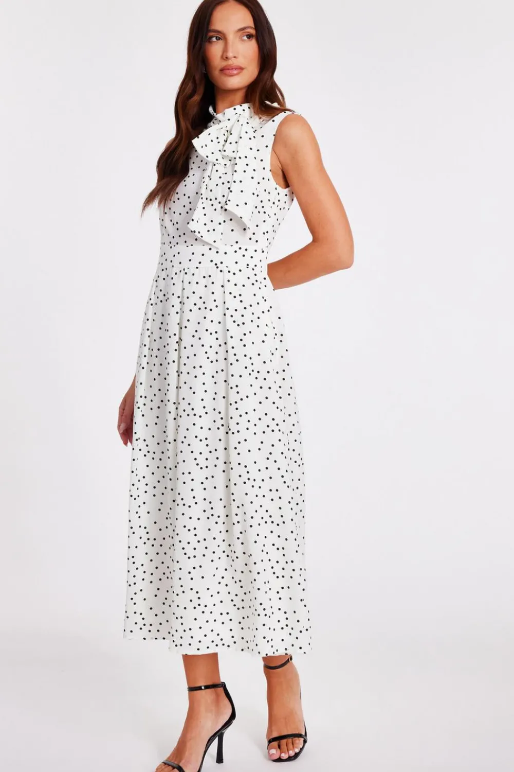 Quiz Day At The Races|Christening Guest>Tie Neck Polka Dot Midaxi Dress