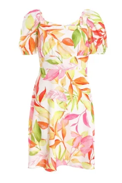 Quiz White Dresses|Summer Dresses>White Tropical Print Skater Dress