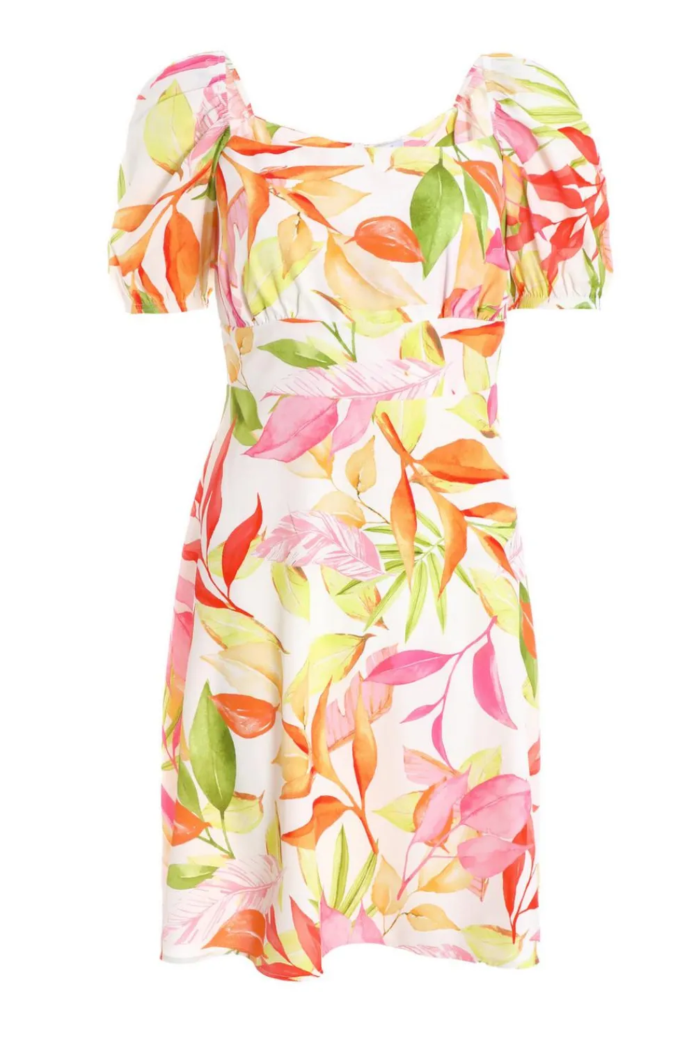 Quiz White Dresses|Summer Dresses>White Tropical Print Skater Dress