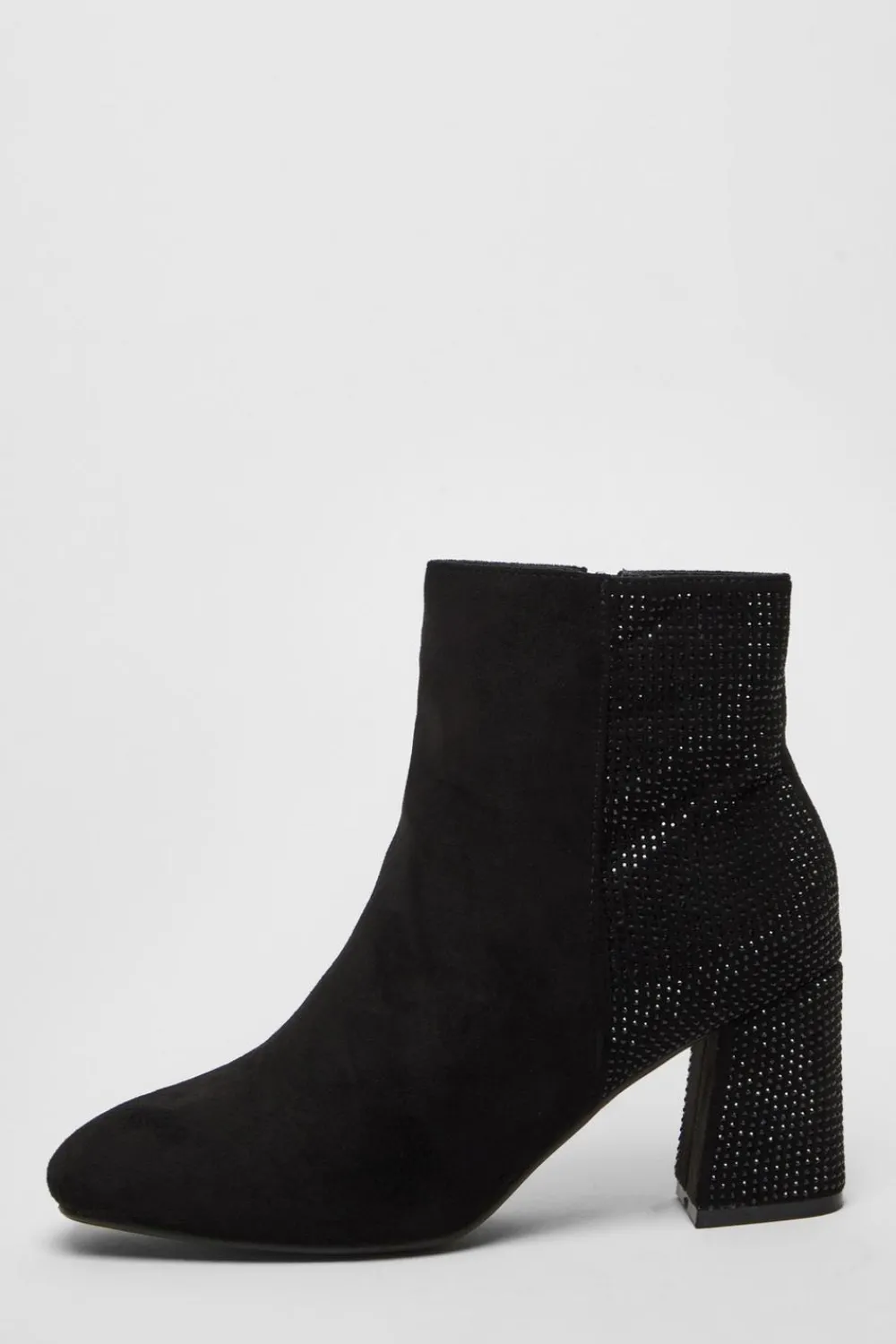 Quiz Wide Fit|Boots>Wide Fit Black Diamante Ankle Boots