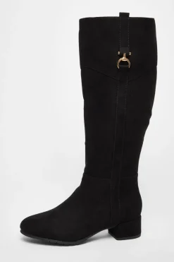 Quiz Wide Fit|Boots>Wide Fit Black Faux Suede Boots