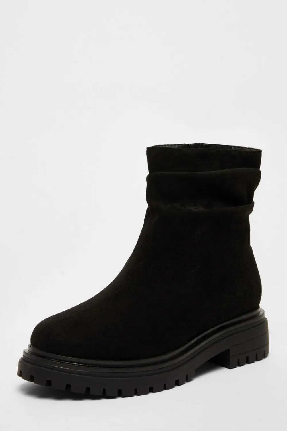 Quiz Wide Fit|Flats>Wide Fit Black Faux Suede Ankle Boots
