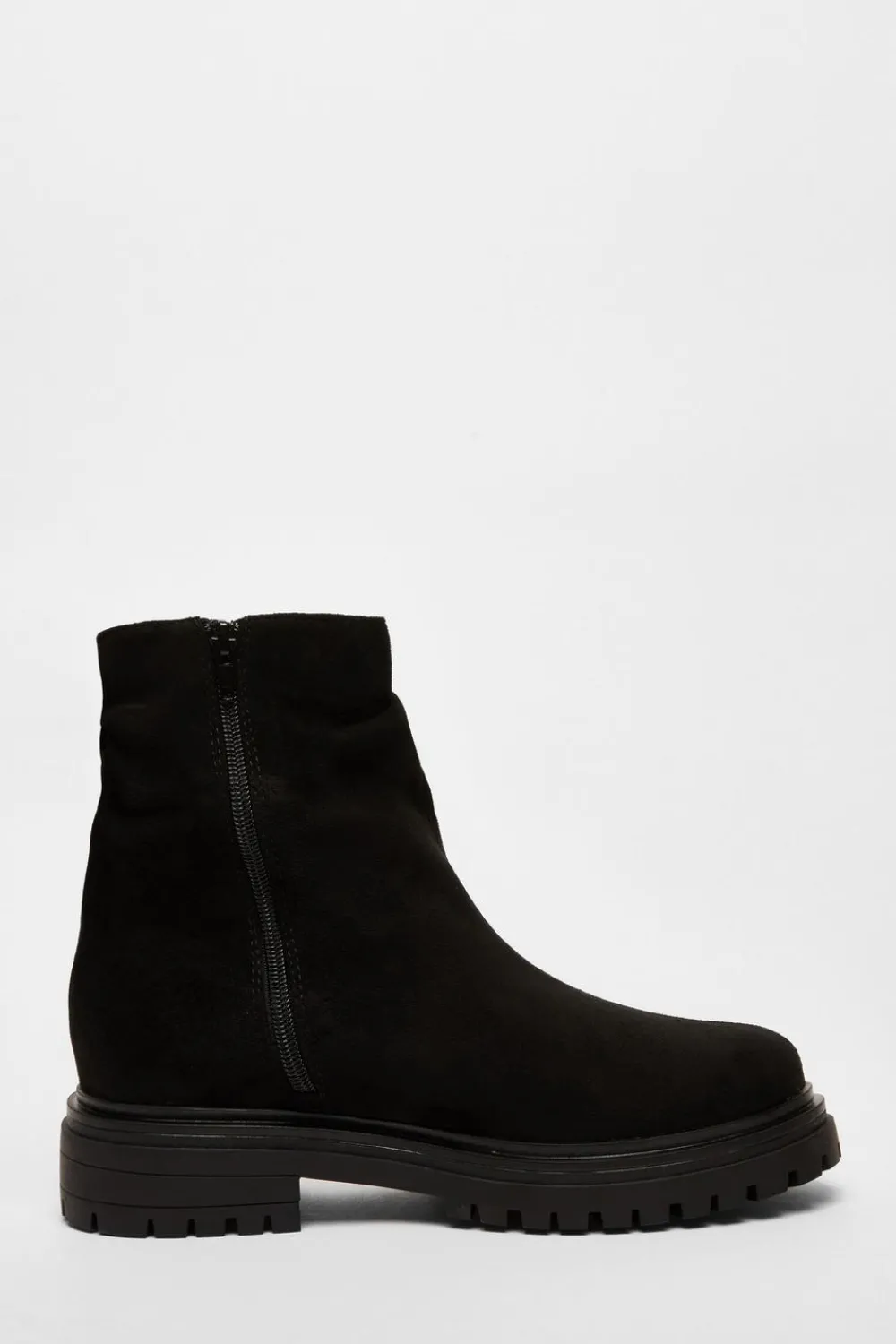 Quiz Wide Fit|Flats>Wide Fit Black Faux Suede Ankle Boots