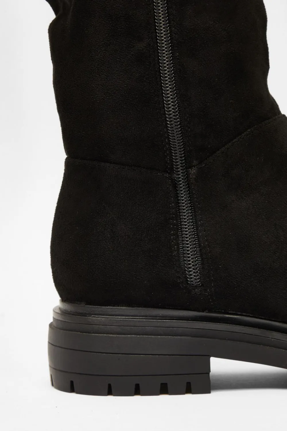 Quiz Wide Fit|Boots>Wide Fit Black Knee High Faux Suede Boots
