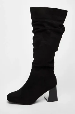 Quiz Wide Fit|Boots>Wide Fit Knee High Faux Suede Block Heel Boots